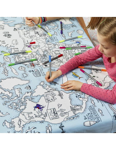 Mantel de Coloración Mapa Mundial eatsleepdoodle 83.8x139.7cm Mantel de Coloración Mapa Mundial eatsleepdoodle 83.8x139.7cm