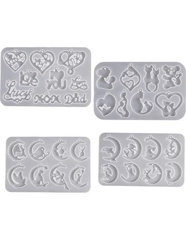 Moldes de Silicona ESEENS para Pendientes - 4 Piezas Animales