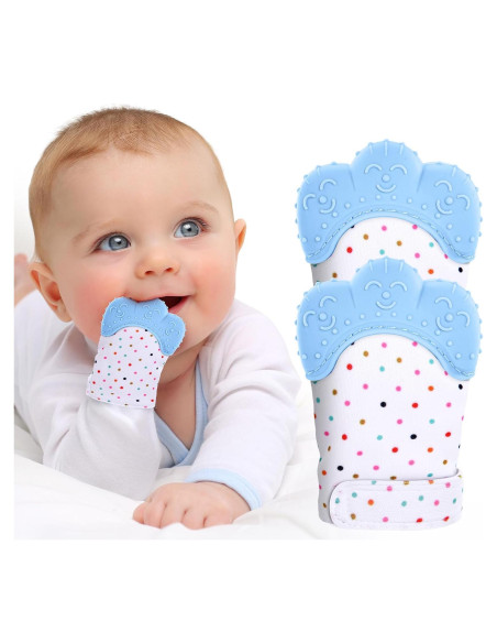 2 Mitones de Silicona para Dentición Infantil Vicloon Azul 2 Mitones de Silicona para Dentición Infantil Vicloon Azul