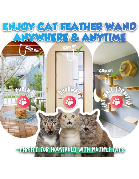 Juguete colgante para gatos LEKEWPET con 7 recambios de plumas Juguete colgante para gatos LEKEWPET con 7 recambios de plumas