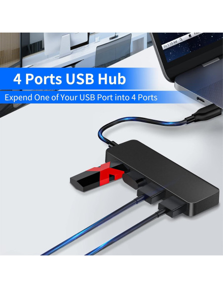 Hub USB 4 Puertos Herfair 2.0 para Computadora Portátil Hub USB 4 Puertos Herfair 2.0 para Computadora Portátil