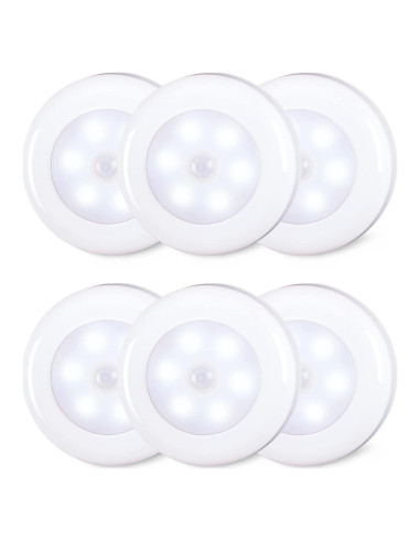 Luz LED con Sensor de Movimiento 6 Pack 7 cm Blanco Frío