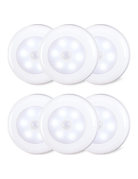 Luz LED con Sensor de Movimiento 6 Pack 7 cm Blanco Frío Luz LED con Sensor de Movimiento 6 Pack 7 cm Blanco Frío