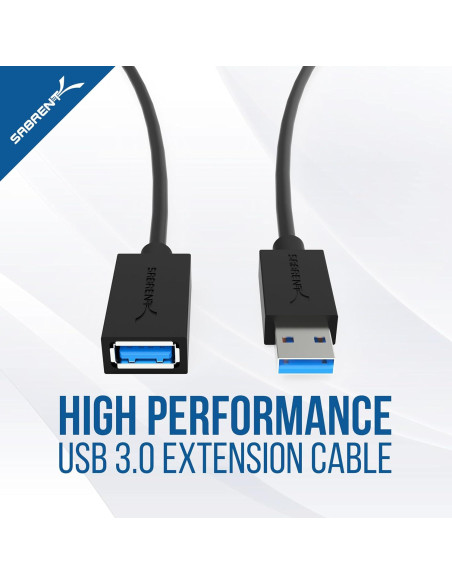 Cable de Extensión USB 3.0 Sabrent Macho a Hembra 0.91m Negro Cable de Extensión USB 3.0 Sabrent Macho a Hembra 0.91m Negro