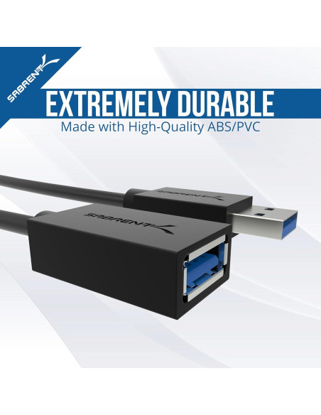Cable de Extensión USB 3.0 Sabrent Macho a Hembra 0.91m Negro Cable de Extensión USB 3.0 Sabrent Macho a Hembra 0.91m Negro