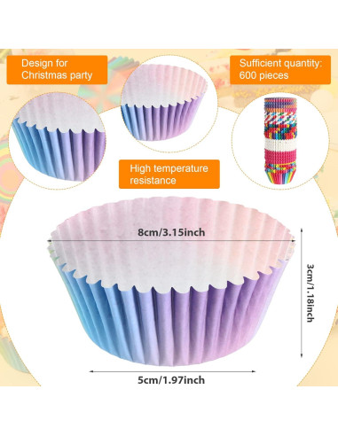 Forros de Cupcake Desechables CHENGU 600 Piezas Multicolor