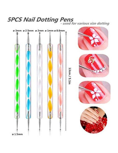 20PCS Herramientas de Arte para Uñas FULINJOY - Pinceles y Bolígrafos