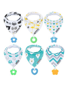 Baberos de Bandana para Bebés 6-Pack Algodón Orgánico Unisex