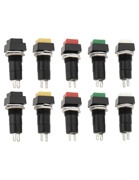 10 Interruptores Latching 12mm YINETTECH SPST 250V 3A 10 Interruptores Latching 12mm YINETTECH SPST 250V 3A
