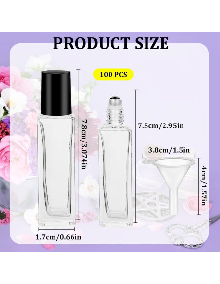 100 Botellas de Rodillo 10ml Hzmssore Vidrio Cuadradas Negras 100 Botellas de Rodillo 10ml Hzmssore Vidrio Cuadradas Negras