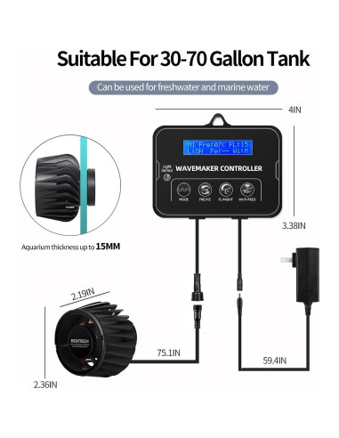 Creador de Olas Boxtech DC 24V 10W 2100 GPH para Acuario