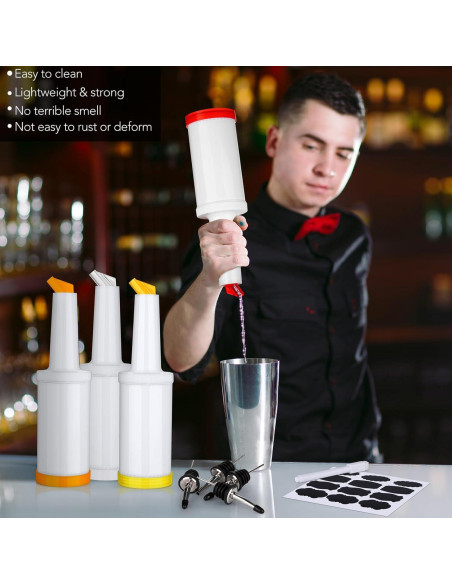 Ruisita 4 Botellas de Jugo y Licor 1L con Vertedor Acero Inoxidable Ruisita 4 Botellas de Jugo y Licor 1L con Vertedor Acero Inoxidable