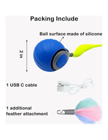Pelota Rodante Automática para Gatos Genérico Azul - Juguete Interactivo Pelota Rodante Automática para Gatos Genérico Azul - Juguete Interactivo