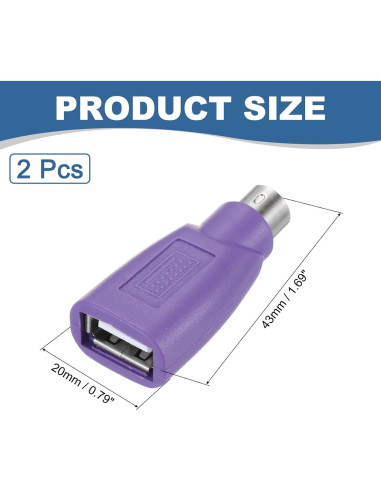 Adaptador MECCANIXITY PS/2 a USB Hembra para Teclado Morado
