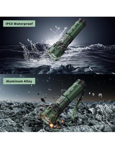 Linterna Recargable LED SKYFIRE 1298LM 5000mAh Verde