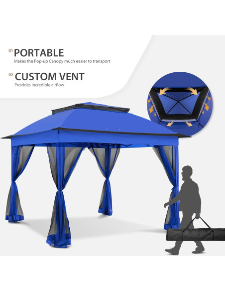 Carpa Gazebo Instantáneo COOS BAY 11.2 m Azul con Mosquitera Carpa Gazebo Instantáneo COOS BAY 11.2 m Azul con Mosquitera