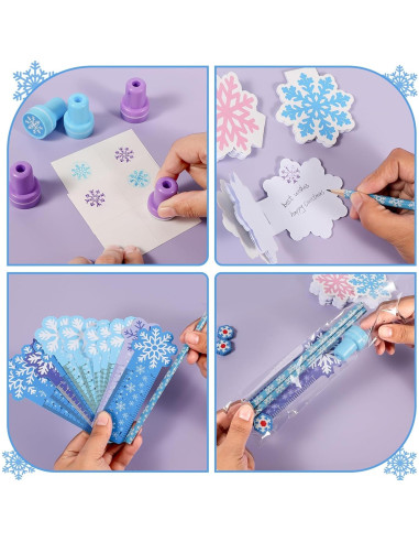 Set de Papelería Escolar Copo de Nieve 218 Pcs - Ideal para Niños