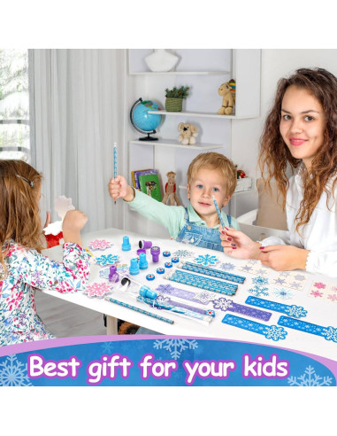 Set de Papelería Escolar Copo de Nieve 218 Pcs - Ideal para Niños