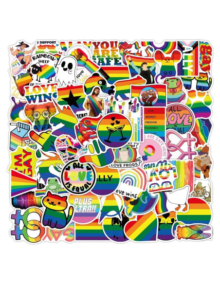 103 Calcomanías de Orgullo LGBTQ+ Ohhaha - Impermeables 103 Calcomanías de Orgullo LGBTQ+ Ohhaha - Impermeables