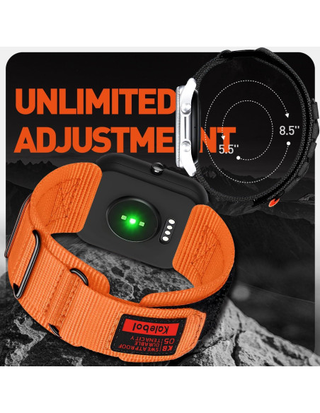 Banda de Reloj LYSANDRA 22mm Nylon Naranja para Spade Co Health 4 Banda de Reloj LYSANDRA 22mm Nylon Naranja para Spade Co Health 4