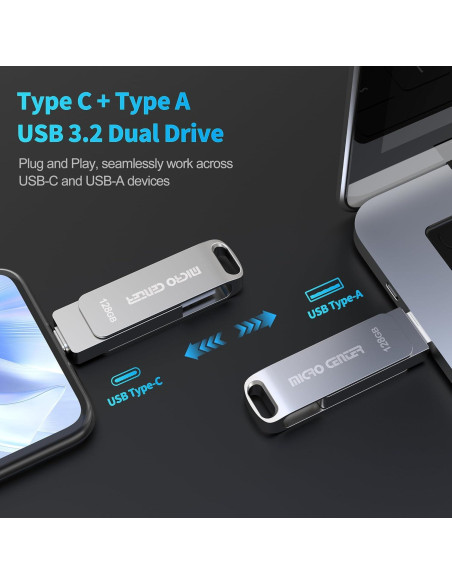 Micro Center 128GB USB 3.2 Doble Tipo-C y Tipo-A 200MB/s Micro Center 128GB USB 3.2 Doble Tipo-C y Tipo-A 200MB/s