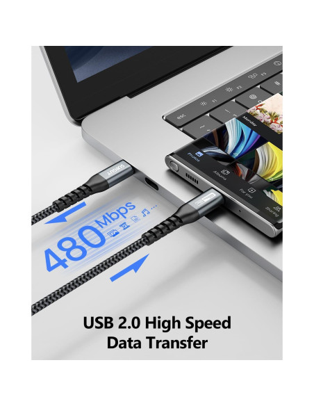 Cable USB C a USB C SUNGUY 1.5FT 60W Carga Rápida 2Pack Cable USB C a USB C SUNGUY 1.5FT 60W Carga Rápida 2Pack