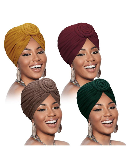 Turbantes Africanos SATINIOR 4 Piezas para Mujeres - Estilo Colorido Turbantes Africanos SATINIOR 4 Piezas para Mujeres - Estilo Colorido