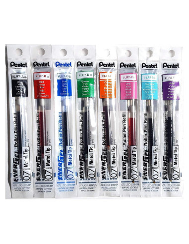 Recargas Pentel LR7 para bolígrafo Gel EnerGel 0.7mm - Set 8 colores