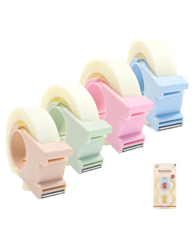 Paquete de 4 Cintas Invisibles Hibucuo con Dispensador Mini