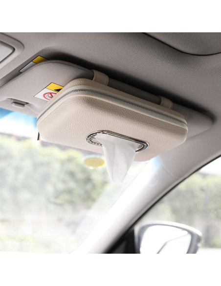 Soporte de Tejido para Coche Cartisen Beige Cuero PU 22.86x11.43cm Soporte de Tejido para Coche Cartisen Beige Cuero PU 22.86x11.43cm