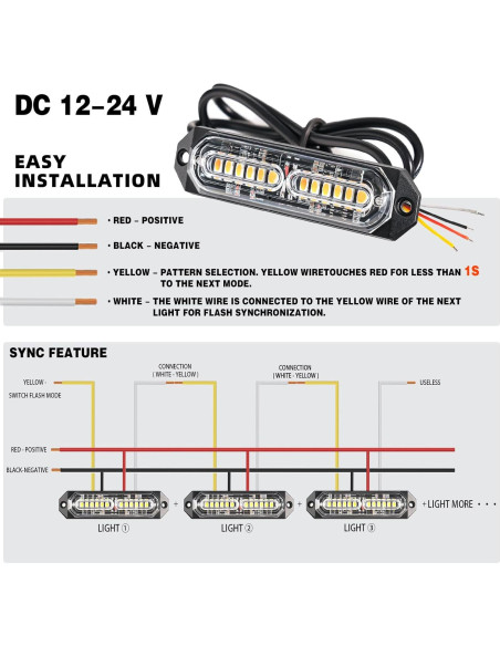Luz Estroboscópica LED PKINGLAKE 6W Ámbar/Blanco 21 Modos Luz Estroboscópica LED PKINGLAKE 6W Ámbar/Blanco 21 Modos