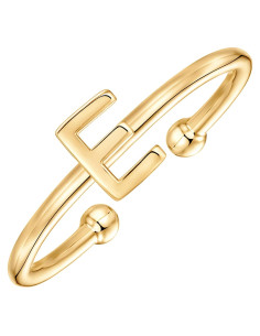 Anillo Ajustable de Letra Inicial PAVOI Baño de Oro 14K Mujeres