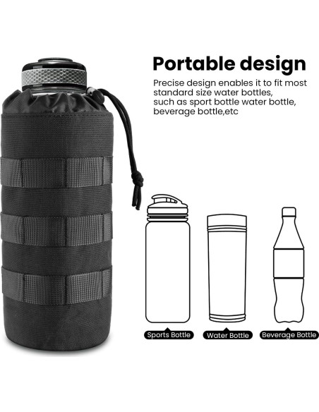 Bolsa de Botella de Agua Táctica FRTKK Nylon 1L Negro Bolsa de Botella de Agua Táctica FRTKK Nylon 1L Negro