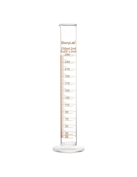 Cilindro Graduado StonyLab 250 ml Vidrio Borosilicato Pared Gruesa Cilindro Graduado StonyLab 250 ml Vidrio Borosilicato Pared Gruesa