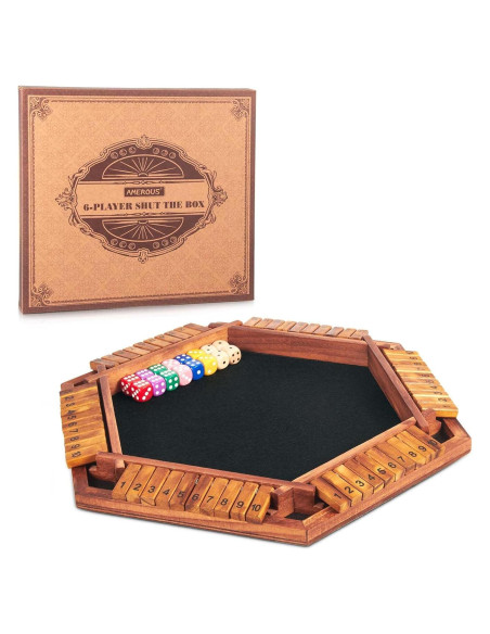 Juego de Dados Shut The Box AMEROUS de Madera para 1-6 Jugadores Juego de Dados Shut The Box AMEROUS de Madera para 1-6 Jugadores