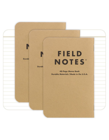 Cuadernos Field Notes para zurdos - 3 Pack Papel Rayado 8.9x14cm