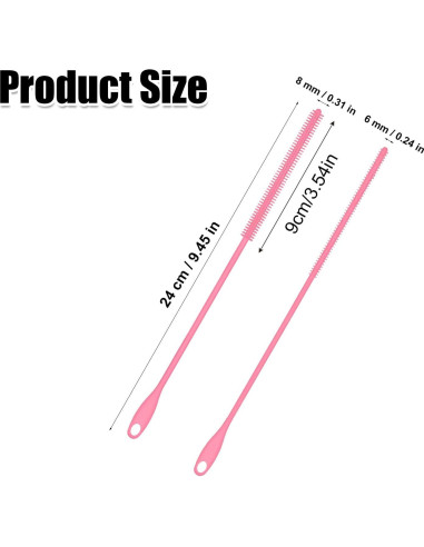 4 Cepillos de Silicona para Pajitas PEUTIER 6mm y 8mm Rosa