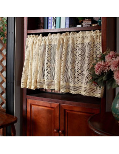 Valance de Cortina Boho Rústico Yunsurey 150x43 cm Beige 2