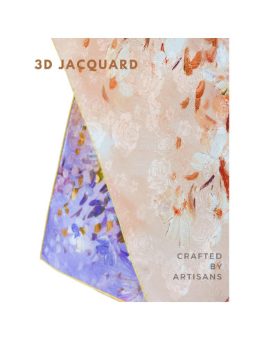 Bufanda de Seda de Lujo PoeticEHome 65x65cm Floral Jacquard