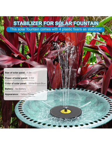 Fuente Solar para Baño de Pájaros Yzert 3.5W con 7 Boquillas