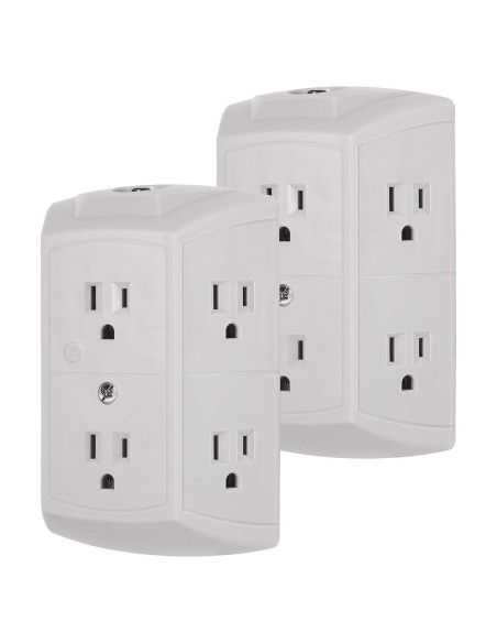 Enchufe de Pared GE 6 Salidas con Tierra Gris - Paquete de 2 Enchufe de Pared GE 6 Salidas con Tierra Gris - Paquete de 2