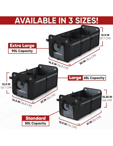 Organizador de Maletero FORTEM 65L Plegable Antideslizante Gris