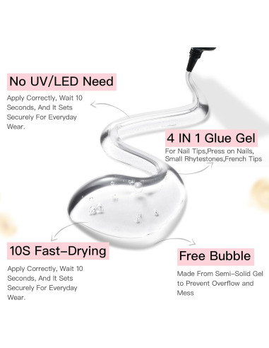 Pegamento para Uñas Postizas Curvlife 15g - Secado Rápido, Duradero