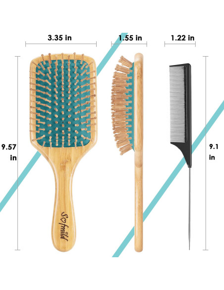 Cepillo de Pelo Sofmild de Bambú Natural - Paleta Desenredante Cepillo de Pelo Sofmild de Bambú Natural - Paleta Desenredante