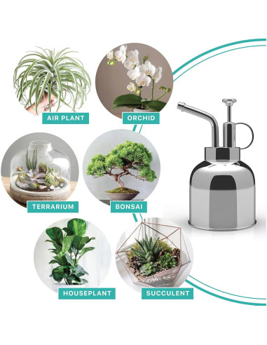 Botella Spray para Plantas LOOPSEED 300ml Acero Inoxidable Plata