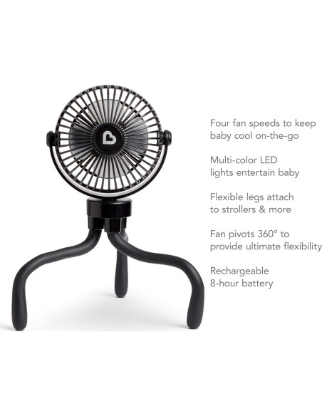 Ventilador Portátil Munchkin para Bebés - 4 Velocidades, Negro Ventilador Portátil Munchkin para Bebés - 4 Velocidades, Negro