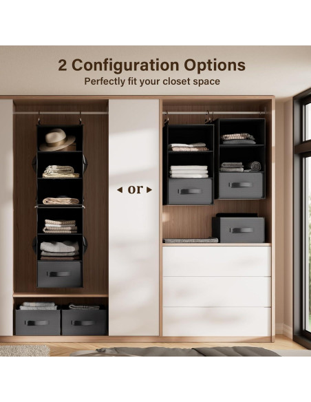 Organizador de Closet Colgante Pipishell 6 Estantes Negro Organizador de Closet Colgante Pipishell 6 Estantes Negro