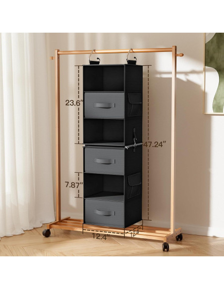 Organizador de Closet Colgante Pipishell 6 Estantes Negro Organizador de Closet Colgante Pipishell 6 Estantes Negro