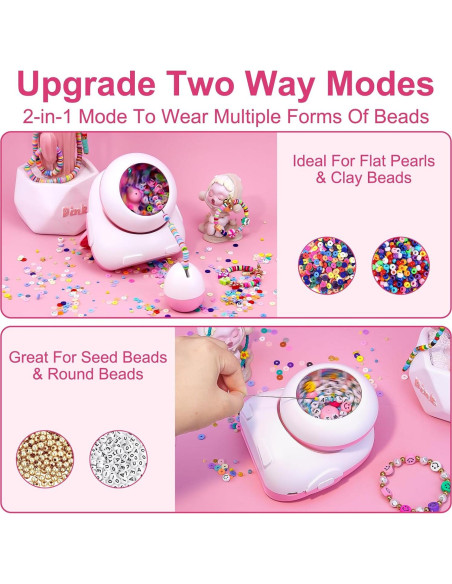 Girador de Perlas Eléctrico Inalámbrico Pskfvre Rosa 2-en-1 Girador de Perlas Eléctrico Inalámbrico Pskfvre Rosa 2-en-1