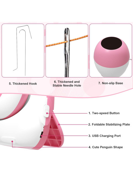 Girador de Perlas Eléctrico Inalámbrico Pskfvre Rosa 2-en-1 Girador de Perlas Eléctrico Inalámbrico Pskfvre Rosa 2-en-1